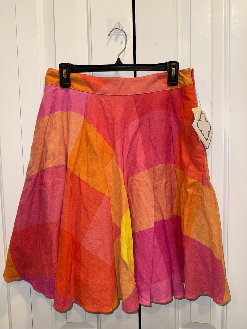 Women's Colorblock A-Line Skirt - Pink & Orange